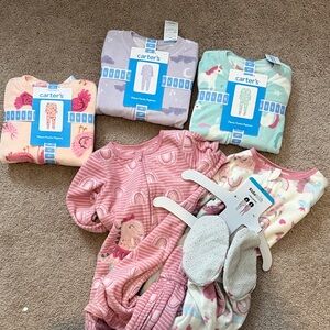 5 piece bundle Fleece Footie Pajamas